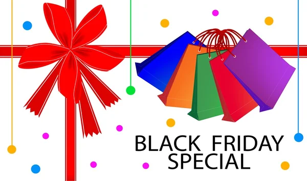 Black Friday Special Card with Shopping Bags - Stok Vektor