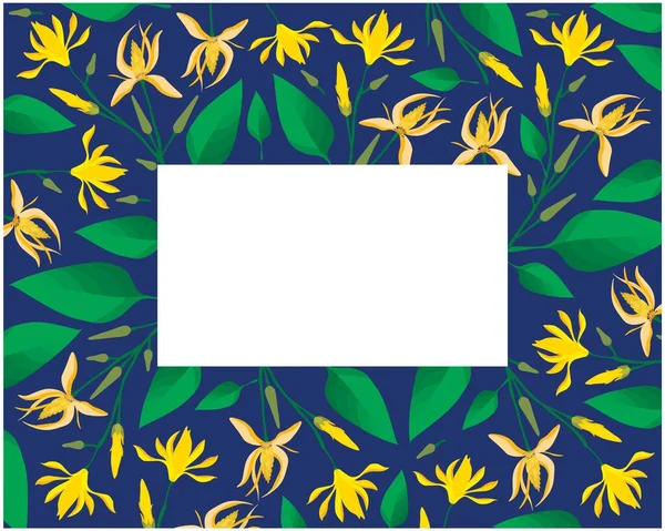 Flor Bonita Quadro Ilustração Champaka Amarelo Flores Magnólia Champaca Com —  Vetores de Stock