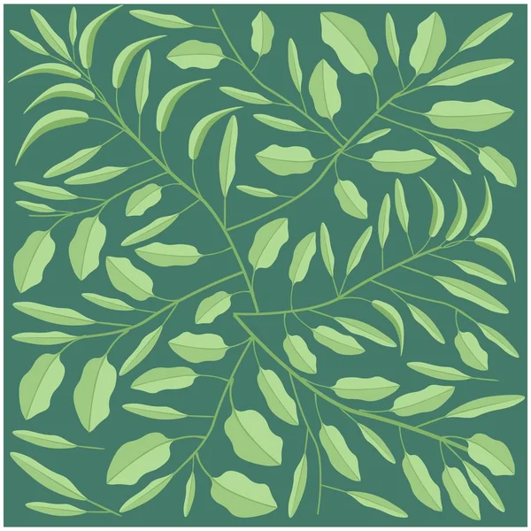 Ілюстрація Векторний Фон Красивих Свіжих Зелених Листя Гілках Дерева — стоковий вектор