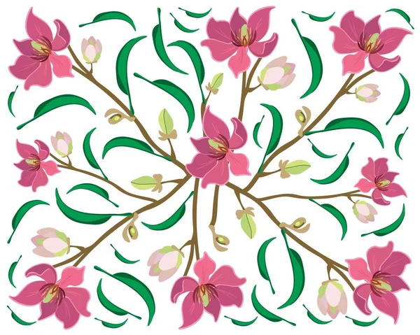 Flor Bonita Fundo Ilustração Flor Magnólia Vinho Flores Magnolia Figo —  Vetores de Stock