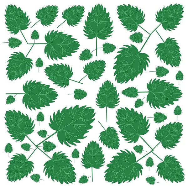 Illustration Fond Vectoriel Belles Feuilles Vertes Fraîches Sur Les Branches — Image vectorielle