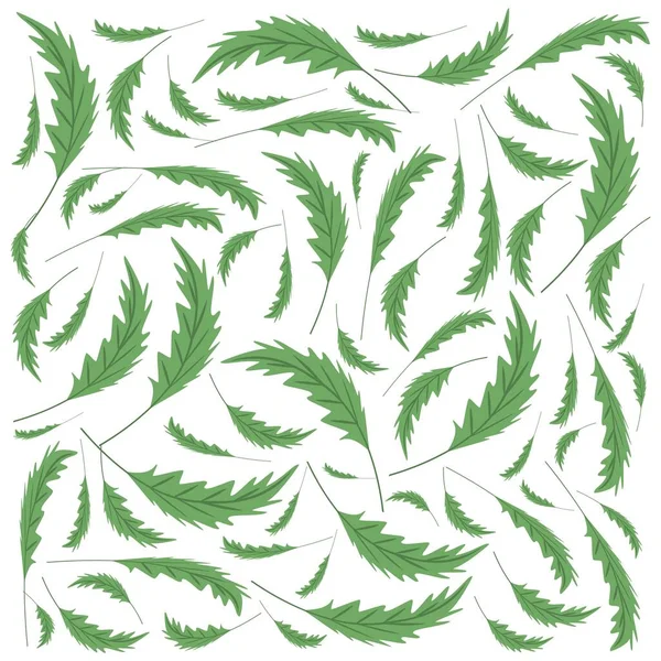 Illustration Vektor Hintergrund Von Schönen Frischen Grünen Blättern Auf Zweigen — Stockvektor