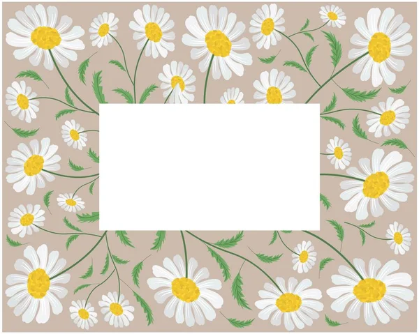 Simbolo Amore Cornice Luminosa Bella Margherita Bianca Gerbera Fiori — Vettoriale Stock