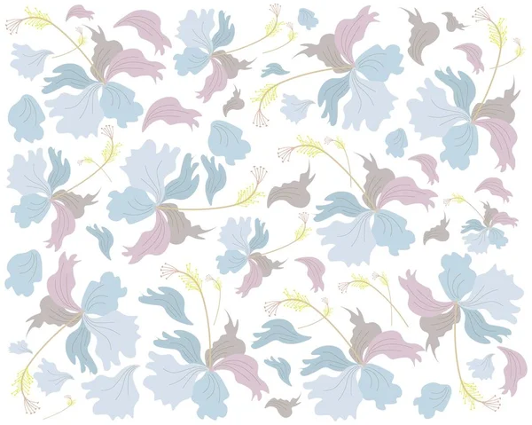 Schöne Blume Illustration Hintergrund Von Frischen Bunten Hibiskusblüten Rosenmalve Oder — Stockvektor