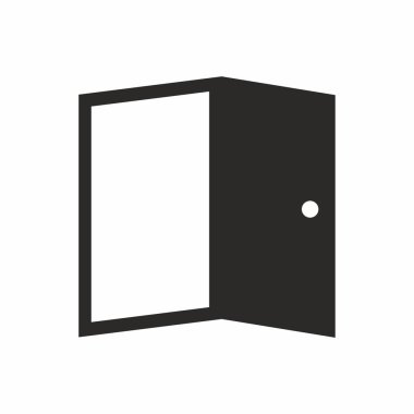 Ağ ve mobil uygulama tasarımınız için açık kapı simgesi, beyaz arkaplanda izole edilmiş vektör