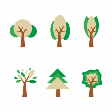 Ağaçlar ve yeşil yapraklar. vektör illüstrasyonu