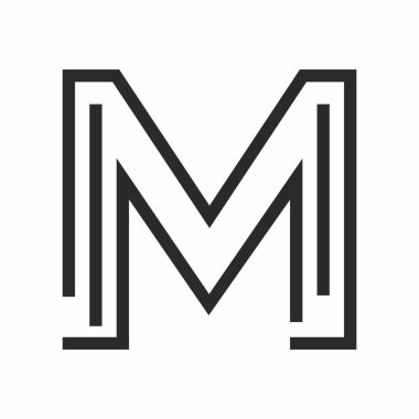 M logo vektörü. Teknoloji stili