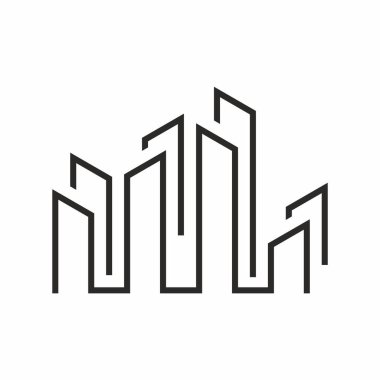 Vektör logosu minimalist çizgi tarzı oluşturuluyor. Emlak simgesi tasarımı