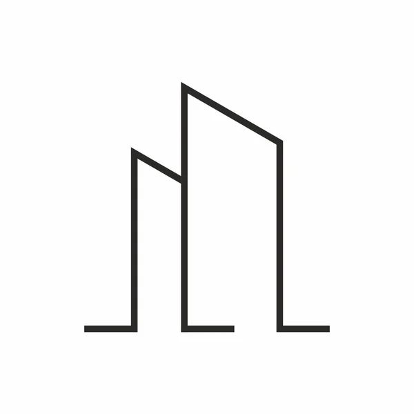 Bâtiment Logo Vectoriel Style Ligne Minimaliste Immobilier Icône Design — Image vectorielle