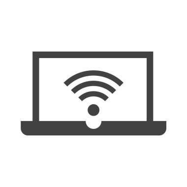 dizüstü bilgisayar wifi simgesi düz biçim, vektör illüstrasyonu 