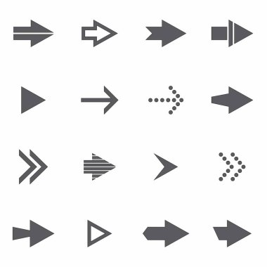 Sağ Ok Simgesi vektör kümesi. Sonraki işaret İleri sembol