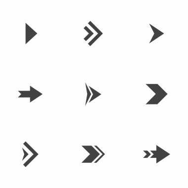 Sağ Ok Simgesi vektör kümesi. Sonraki işaret İleri Sembolleri