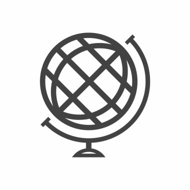 Dünya küresel simgesi, düz biçim vektör illüstrasyonu