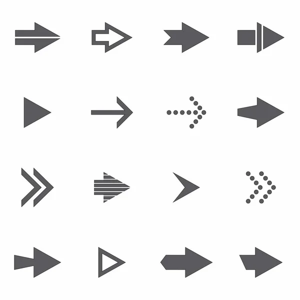 Setas Direitas Ícones Vetor Set Próximo Sinal Símbolo Avançado —  Vetores de Stock