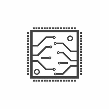 Devre kartı simgesi. Web tasarımı için çip vektör sembolünün düz çizimi