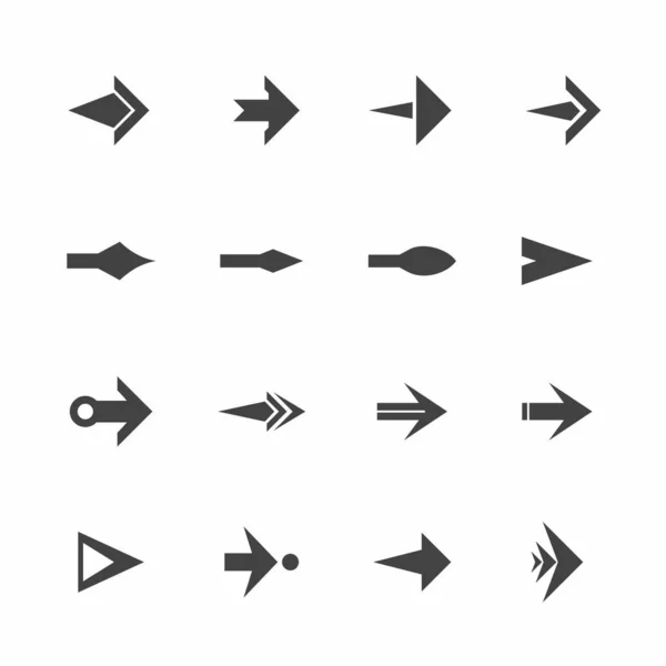 Flechas Derechas Iconos Vector Conjunto Siguiente Signo Forward Symbols — Archivo Imágenes Vectoriales