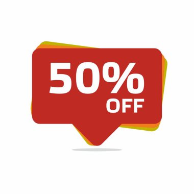 % 50 indirimli indirimli bayrak. Kırmızı etiket teklif et.