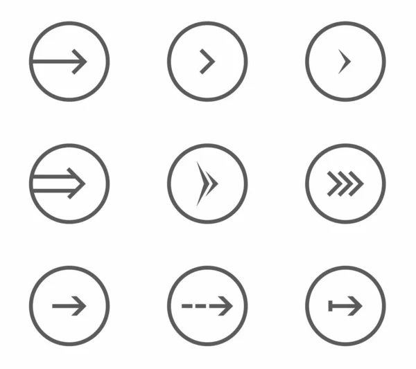 Conjunto Ícones Seta Vetorial Para Aplicação Web Móvel — Vetor de Stock