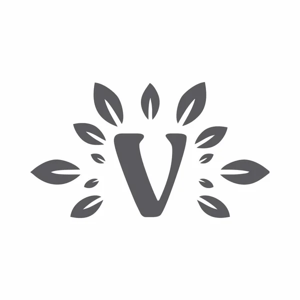 V字環境葉のロゴ ベクトルイラスト付きロゴ — ストックベクタ