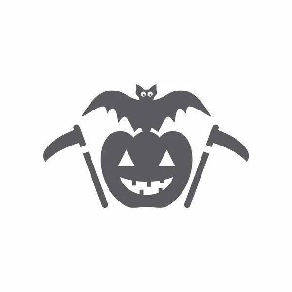 Halloween Tök Denevér Ikon Egyszerű Illusztráció Ijesztő Szellem Vektor Ikonok — Stock Vector