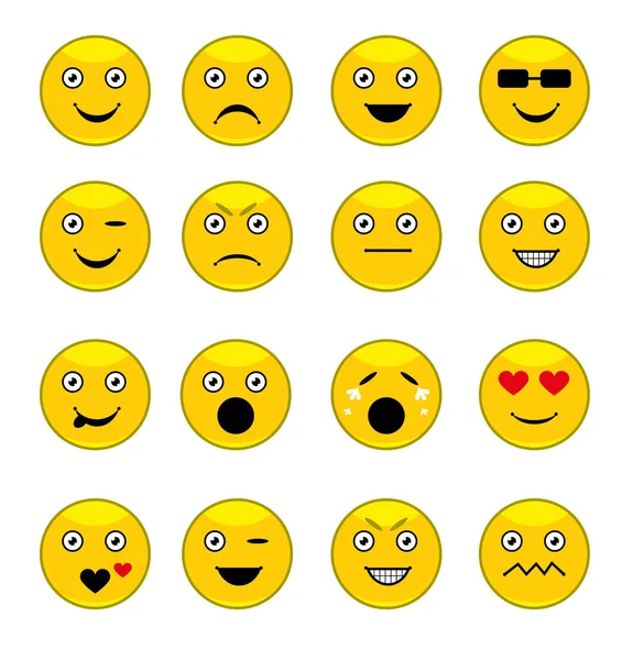 Set Emoticons Different Emotion Faces Vector Illustration — Stock Vector
