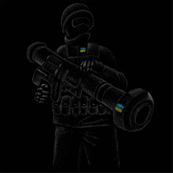 Ukrainian Soldier Grenade Launcher Javelin Civil War Russian Federation Concept — Stock Vector