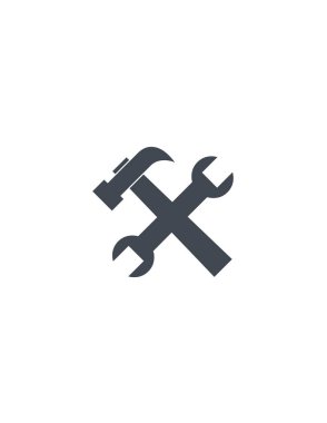 İngiliz anahtarı ve çekiç ikonu vektör çizimi