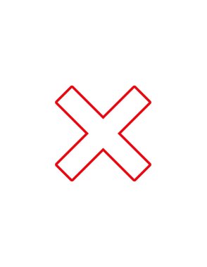 Beyaz arkaplanda çapraz simge vektörü izole edildi 