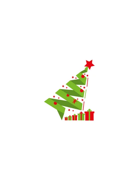 Yıldızlı Köknarlı Noel Ağacı Vektör Illüstrasyonu — Stok Vektör