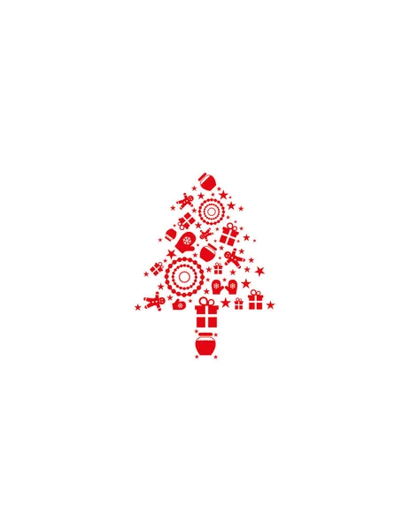Kar Taneli Noel Ağacı Vektör Çizimi — Stok Vektör