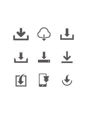 Beyaz arkaplanda indirme simgesi izole edildi. Simgeleri daire düğmelerine ayır. vektör illüstrasyonu
