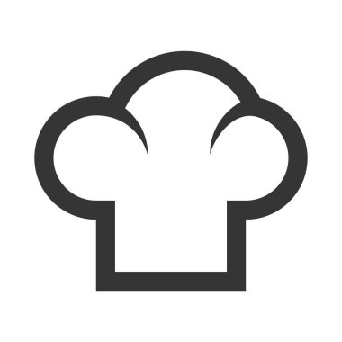 Şef şapka ikonu. Yemek sembolü. Mutfak işareti.