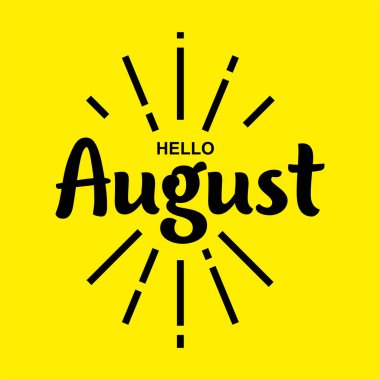 Merhaba ağustos ayı çizilmiş tipografi harf vektörü