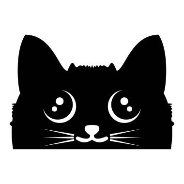 Beyaz arka plan üzerinde sevimli siyah kedi 