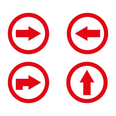 Bir dizi kırmızı ok simgesi. vektör illüstrasyonu