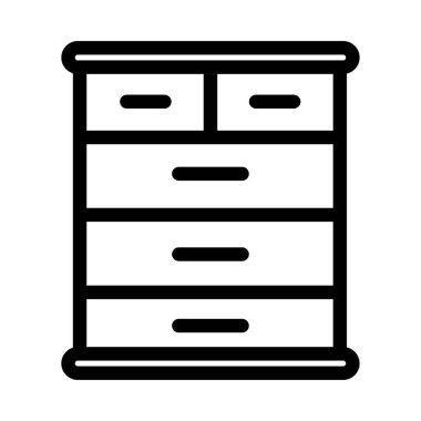 Dresser simgesi iç imza vektör illüstrasyonu