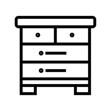 Dresser simgesi iç imza vektör illüstrasyonu