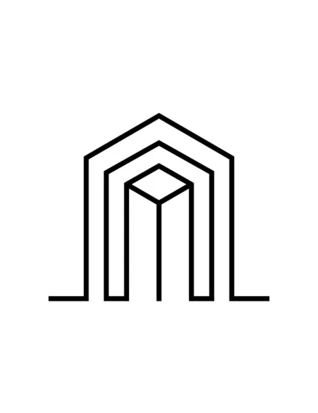 Побудова Векторного Логотипу Мінімалістичного Стилю Лінії Дизайн Нерухомості — стоковий вектор