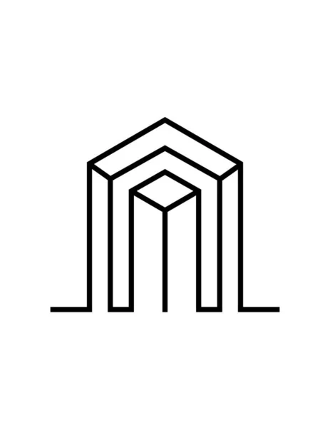 Gebäude Vektor Logo Minimalistischen Linienstil Immobiliendesign — Stockvektor