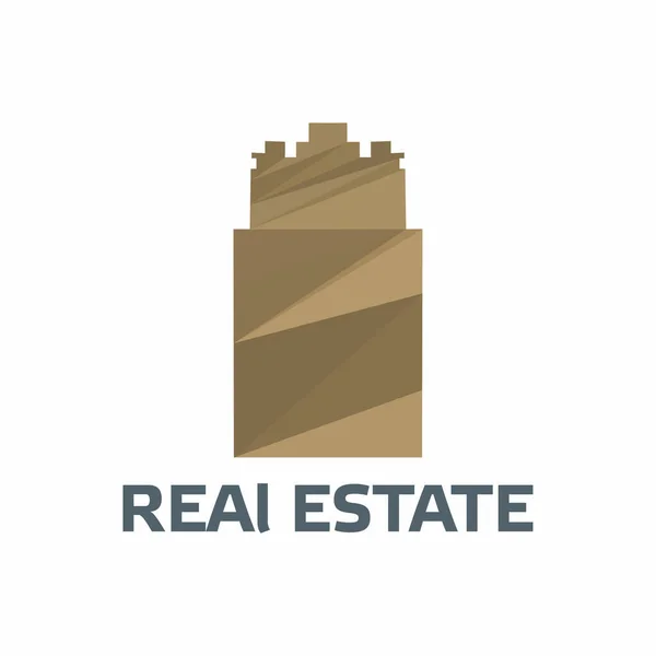 Logo Immobiliare Costruzione Icona Triangolo Geometria Stile Tetto Design — Vettoriale Stock
