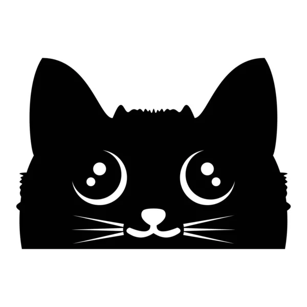 Beyaz Arka Plan Üzerinde Sevimli Siyah Kedi — Stok Vektör