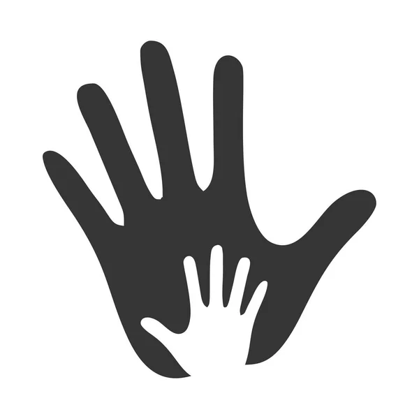 Big Hand Small Hand Icon Idea Sign Association Logo — Stock Vector