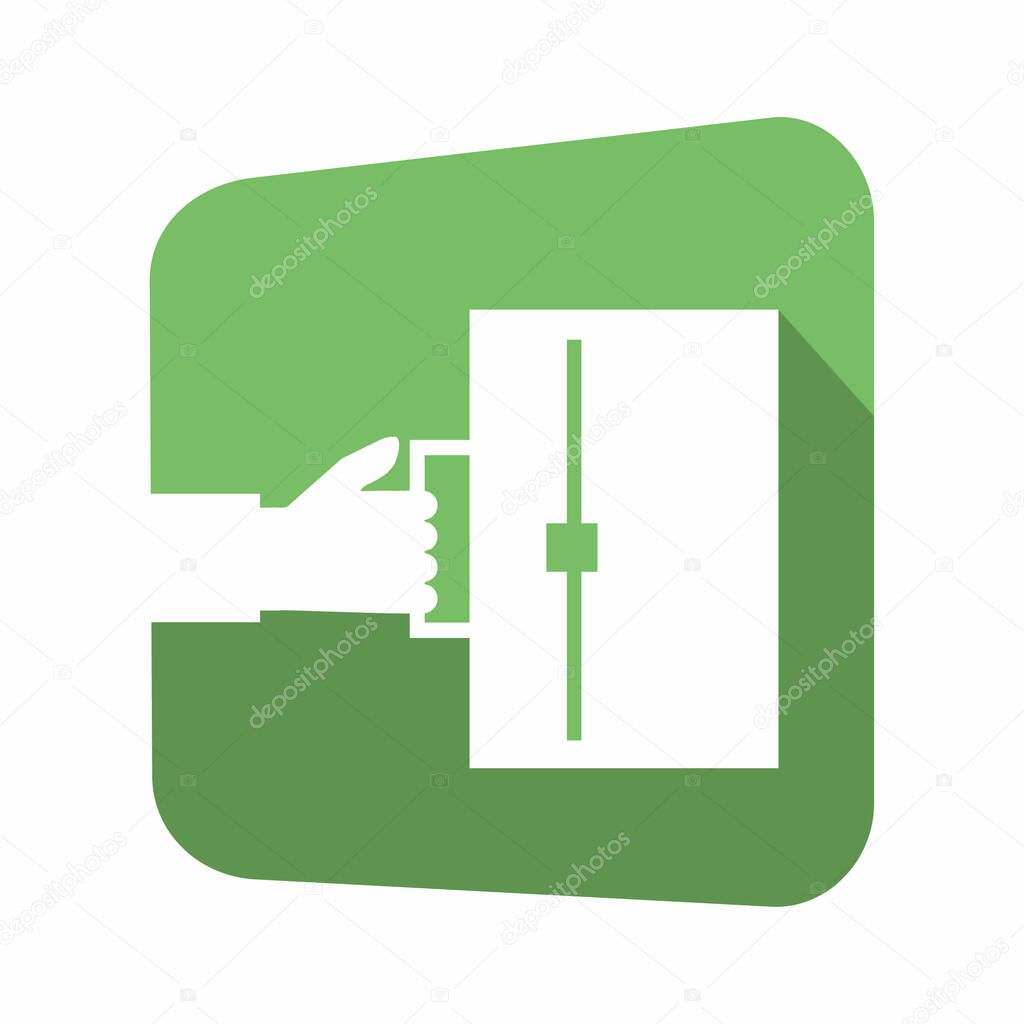 Businessman hand with case icon vector