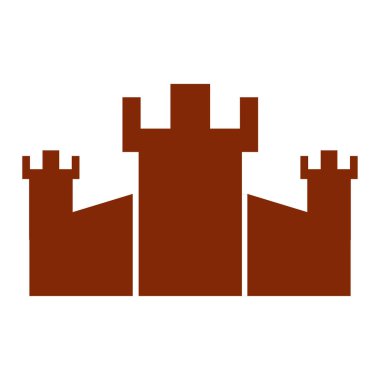 Beyaz arka planda izole edilmiş düz bir kale kulesi simgesi. Ortaçağ sembolü vektör çizimi