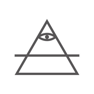 Bir üçgen veya piramit logosu içinde tüm Gören Göz Simgesi simgesi gözü Yaratıcı minimalist soyut vektör çizimi kavramı