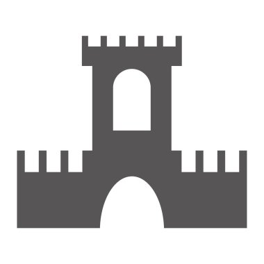 Şato kulesi ikonu. Beyaz arkaplanda izole edilmiş web tasarımı için ortaçağ kale vektör simgelerinin basit çizimi