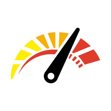 Takometre, hız göstergesi ve gösterge simgesi. Hız levhası logosu. Vektör