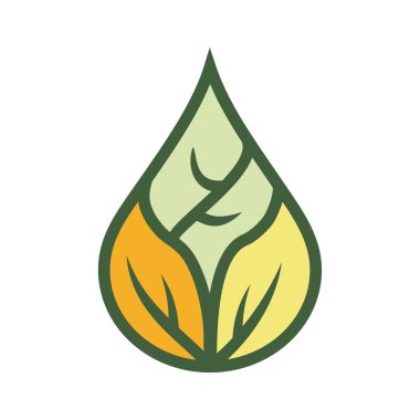 Yaprak ve yağ damlası logo vektör çizimi
