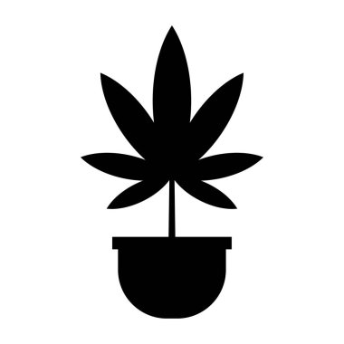 Beyaz arkaplan vektörü illüstrasyonunda esrar bitkisi esrar simgesi