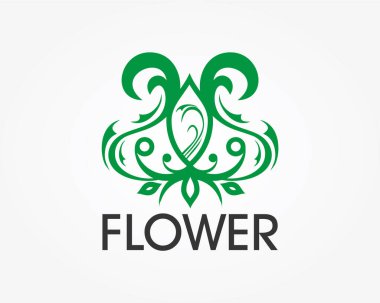 Yeşil ve beyaz çiçek logosunun vektör çizimi.